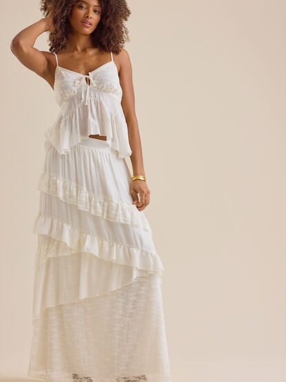 Evangeline Asymmetrical Tiered Maxi Skirt - ALTAR'D STATE KIDS