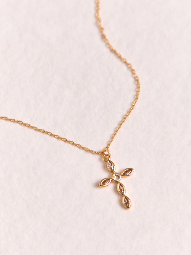 18K Gold Gem Cross Necklace - AS Kids
