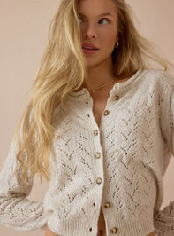 Elara Pointelle Button Up Cardigan Detail 3 - AS Kids