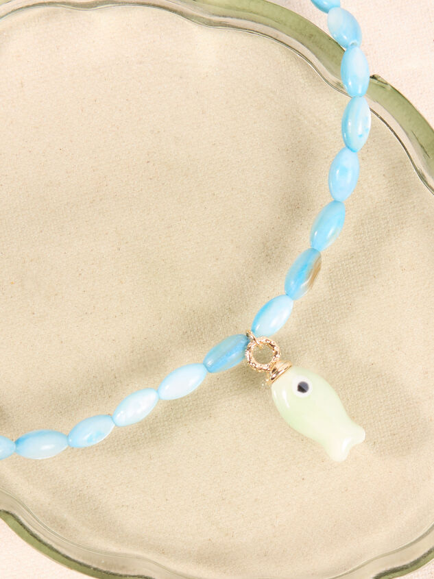 Turquoise Coastal Fish Charm Necklace Detail 3 - AS Kids