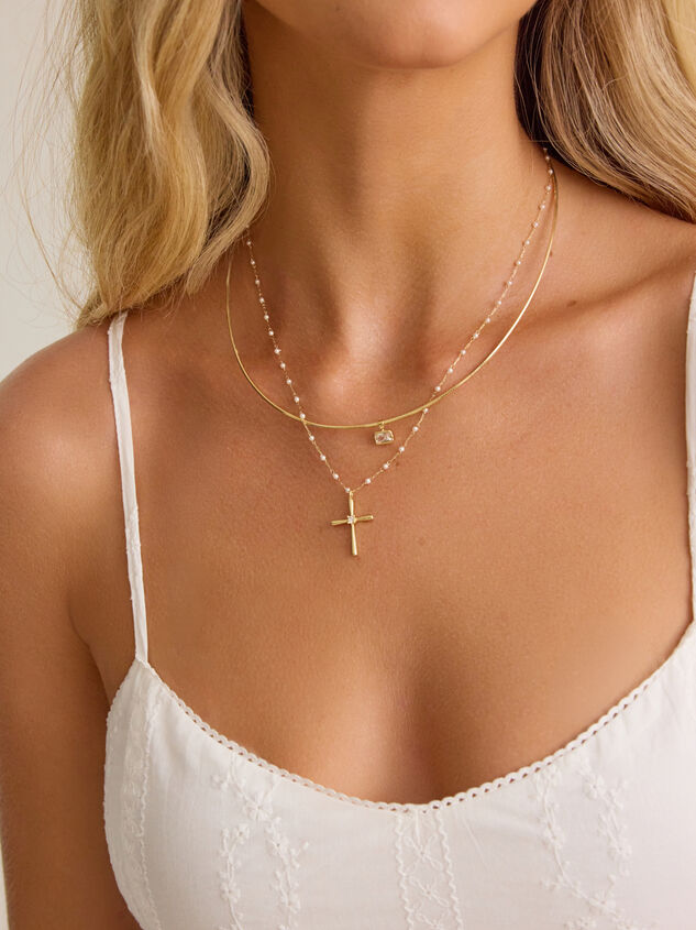 Faith & Pearl Layered Necklace Detail 4 - AS Kids
