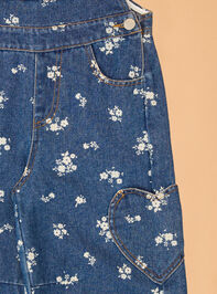 Layla Floral Barrel Jean Overall Detail 3 - AS Kids