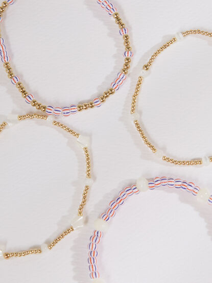 Red, White, and Blue Painted Beaded Bracelet Set - ALTAR'D STATE KIDS