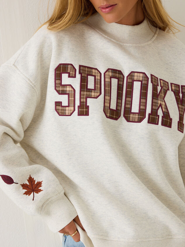 Spooky Applique Mock Neck Sweatshirt Detail 3 - AS Kids