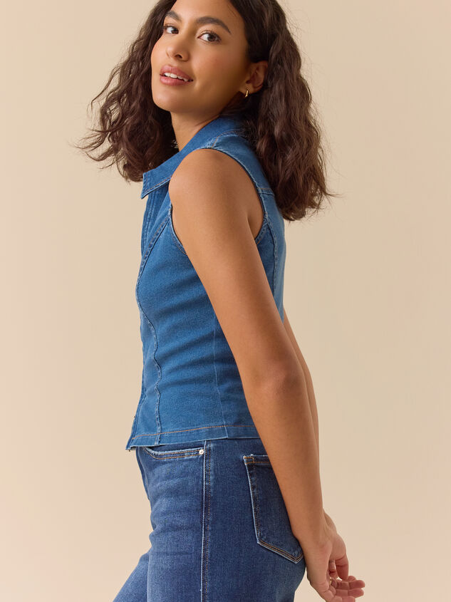 Saige Zip Up Denim Vest Detail 4 - ALTAR'D STATE KIDS