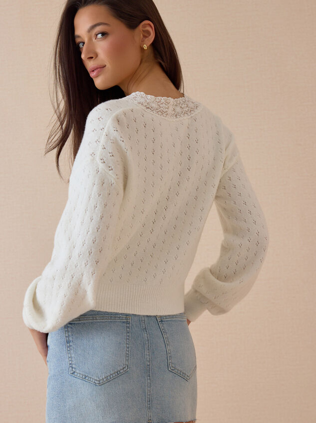 Cosette Lace Pointelle Cardigan Detail 6 - AS Kids