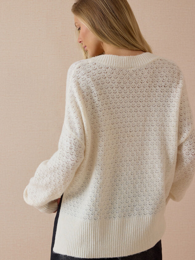 Eloise Oversized Pointelle Tunic Sweater Detail 5 - AS Kids