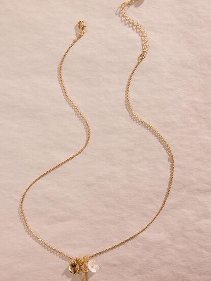 Dainty Floral Cross Charm Necklace - ALTAR'D STATE KIDS
