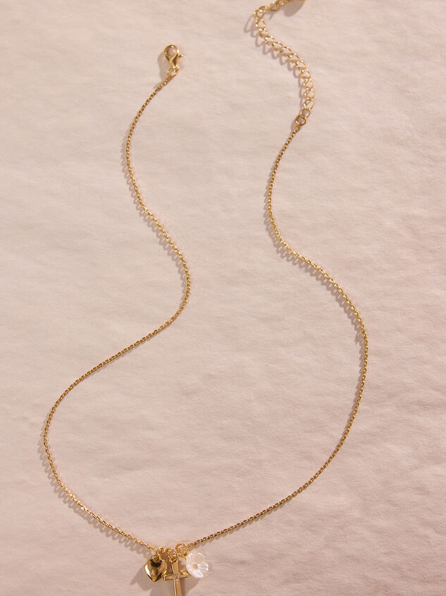 Dainty Floral Cross Charm Necklace Detail 2 - ALTAR'D STATE KIDS