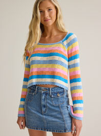 Kaiya Striped Open Weave Sweater Detail 2 - AS Kids