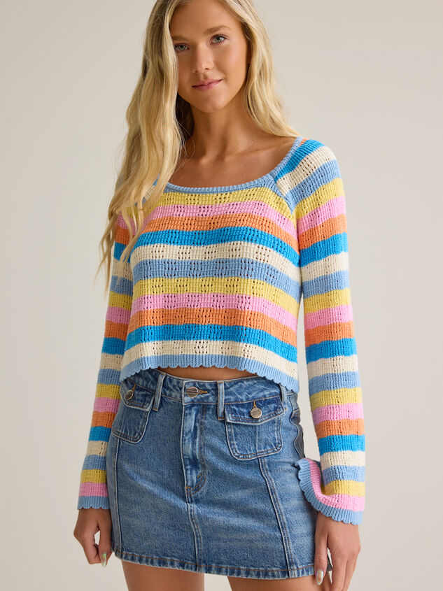 Kaiya Striped Open Weave Sweater Detail 2 - AS Kids
