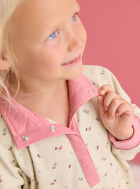 Ava Floral Half Snap Pullover Detail 2 - AS Kids