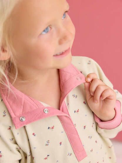 Ava Floral Half Snap Pullover - AS Kids