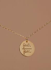 18K Faith Over Fear Coin Necklace Detail 3 - ALTAR'D STATE KIDS