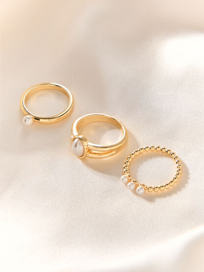 Waterproof Pearl Ring Set 3 Pack - AS Kids