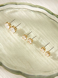 Aria 18K Gold Stud 3 Pack Earring Set Detail 2 - AS Kids