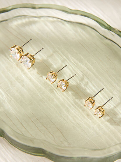 Aria 18K Gold Stud 3 Pack Earring Set - AS Kids