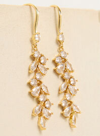 Evelyn CZ Leaf Dangle Earrings Detail 2 - ALTAR'D STATE KIDS