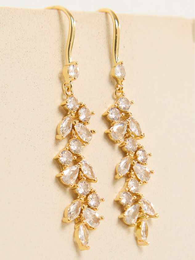 Evelyn CZ Leaf Dangle Earrings Detail 2 - ALTAR'D STATE KIDS
