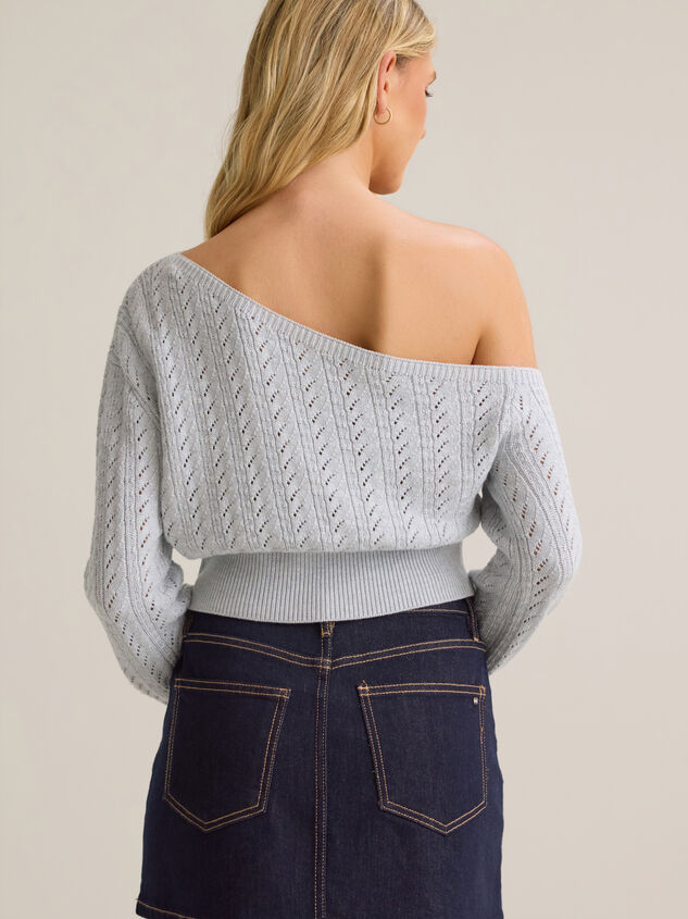 Sonnet Pointelle Asymmetrical Sweater Detail 4 - AS Kids