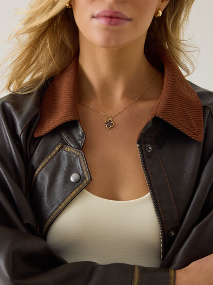 Dainty Brown Clover Necklace - AS Kids