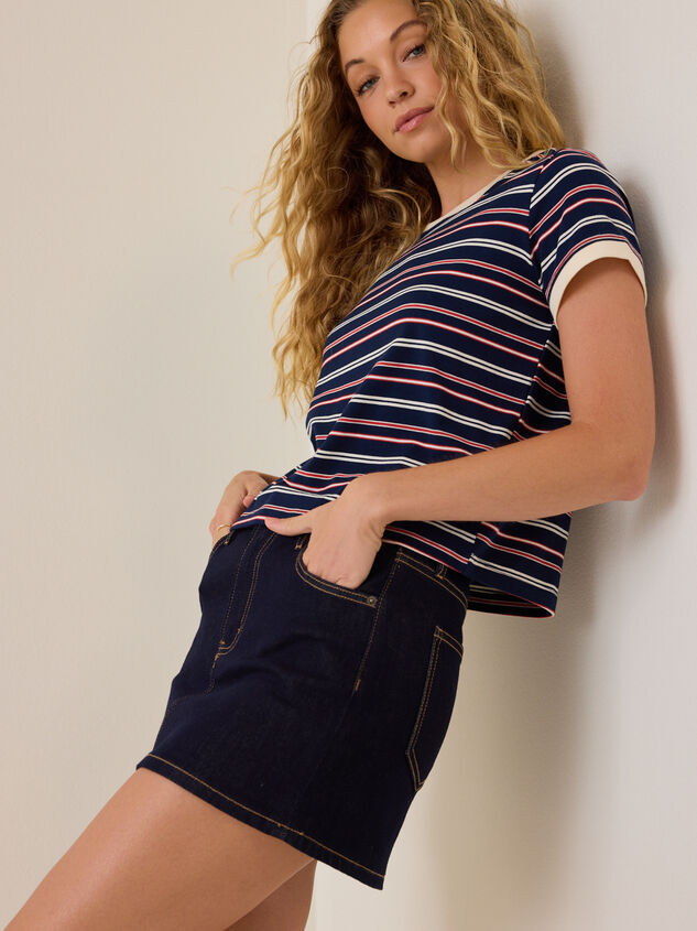 Kristie Stripe Contrast Trim Tee Detail 5 - AS Kids