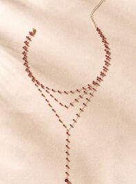 Deep Red Beaded Y Necklace Detail 2 - AS Kids
