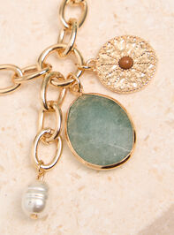 Stone Pearl Coin Charm Necklace Detail 3 - AS Kids