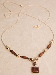 Blythe Long Wooden and Gold Statement Necklace - AS Kids