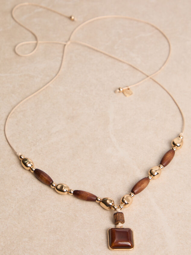 Blythe Long Wooden and Gold Statement Necklace - AS Kids
