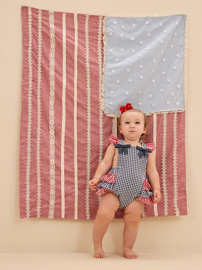 Star-Spangled Gingham Ruffle Sunsuit - AS Kids