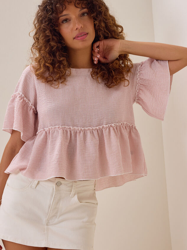 Calista Stripe Peplum Top Detail 3 - AS Kids
