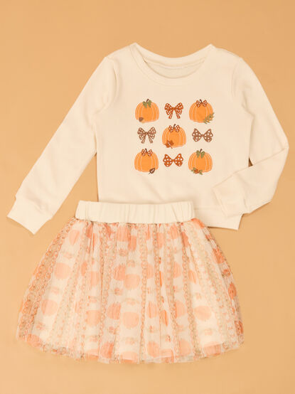 Lucille Pumpkin and Bow Skirt Toddler Set - AS Kids