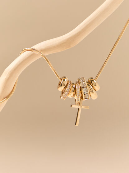18K Gold Rondelle Cross Slider Necklace - AS Kids