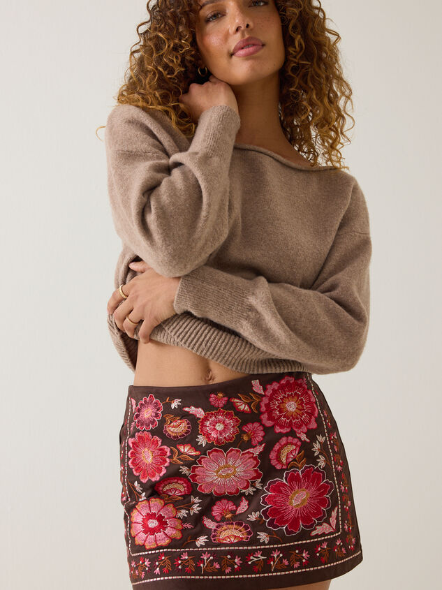 Briar Embroidered Suede Mini Skirt Detail 3 - AS Kids