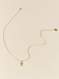 18K Gold Amen Cross Charm Necklace Detail 3 - AS Kids