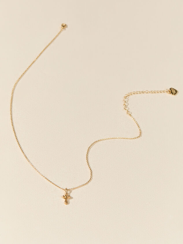 18K Gold Amen Cross Charm Necklace Detail 3 - AS Kids