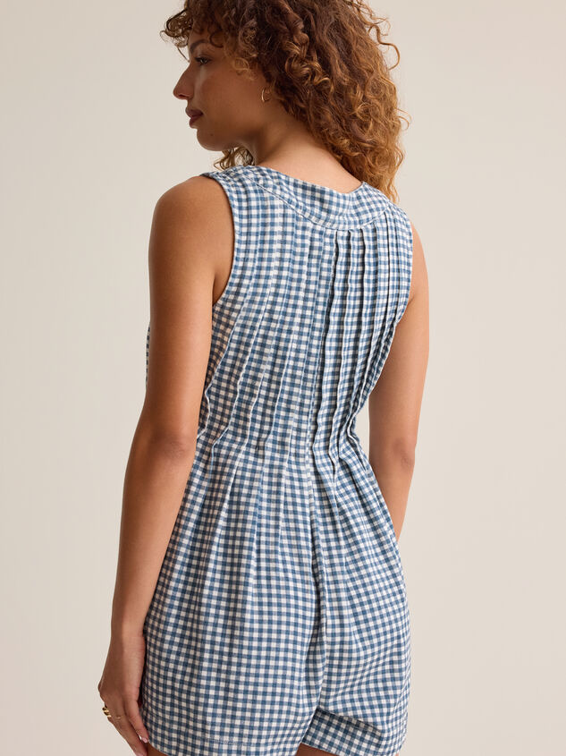 Evie Gingham Denim Romper Detail 5 - AS Kids