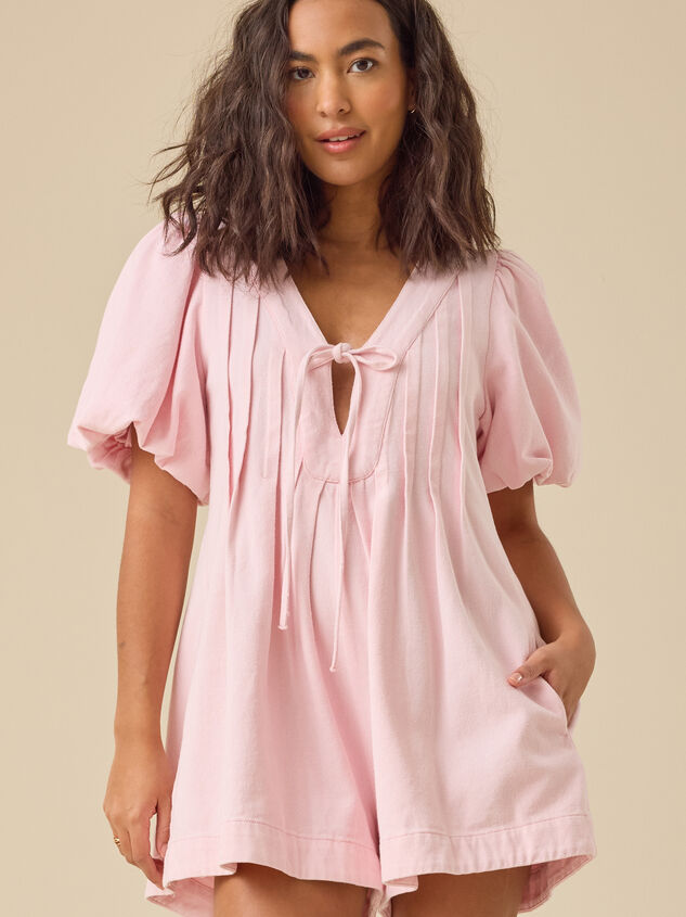 Evie Puff Sleeve Denim Romper Detail 2 - ALTAR'D STATE KIDS