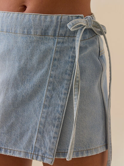 Dylan Side Tie Denim Skort - ALTAR'D STATE KIDS