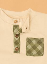 Hayes Gingham Long Sleeve Henley Detail 2 - AS Kids
