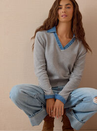 Harley Denim Collar Sweater Detail 2 - AS Kids