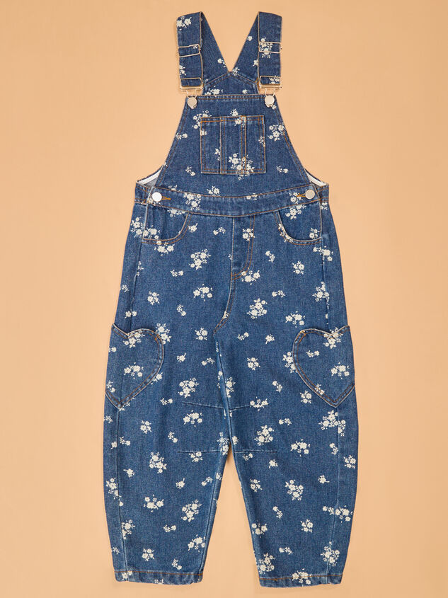 Layla Floral Barrel Jean Overall Detail 2 - AS Kids