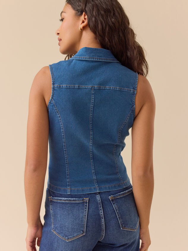 Saige Zip Up Denim Vest Detail 5 - ALTAR'D STATE KIDS