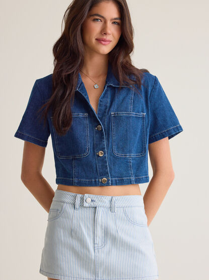 Kallie Stripe Denim Skort - AS Kids