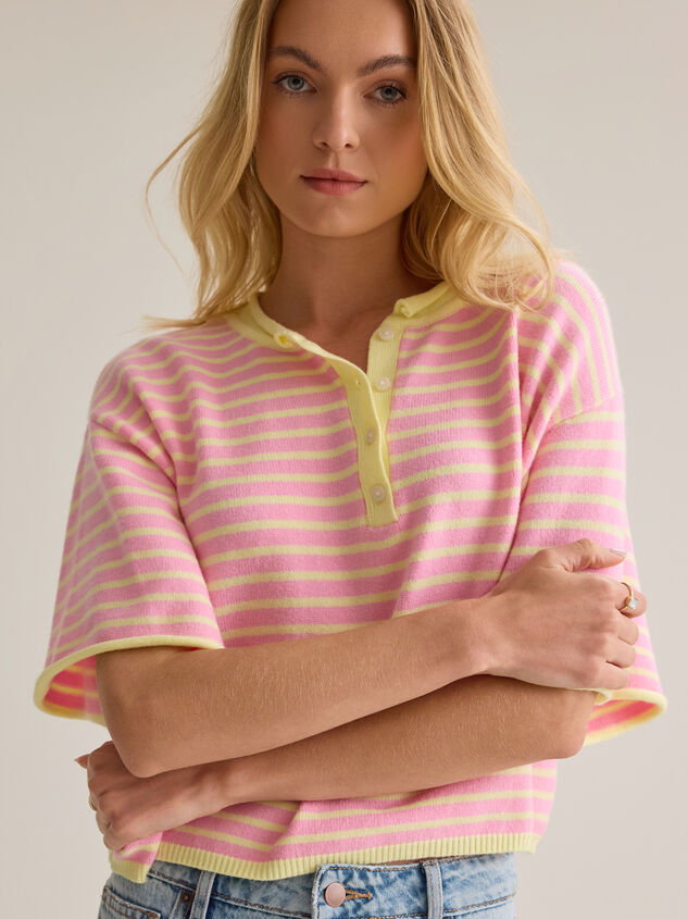 Aspyn Stripe Henley Sweater Detail 2 - AS Kids