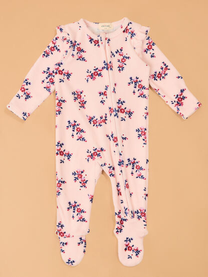 Nora Floral Velour Footie - AS Kids