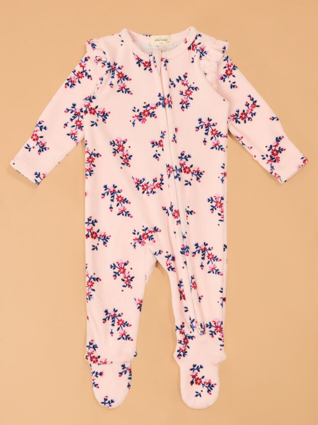 Nora Floral Velour Footie - AS Kids