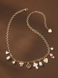 Cross Pearl Charm Necklace Detail 2 - ALTAR'D STATE KIDS