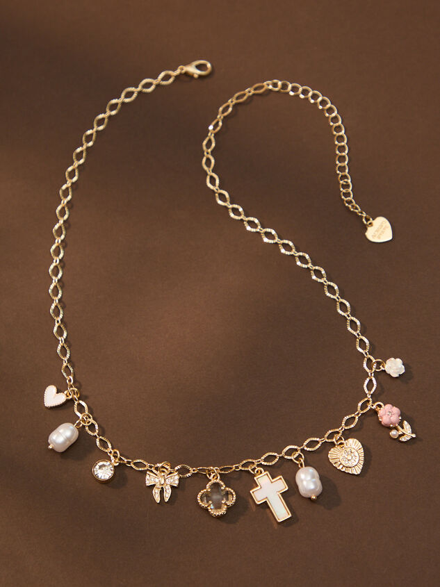 Cross Pearl Charm Necklace Detail 2 - ALTAR'D STATE KIDS